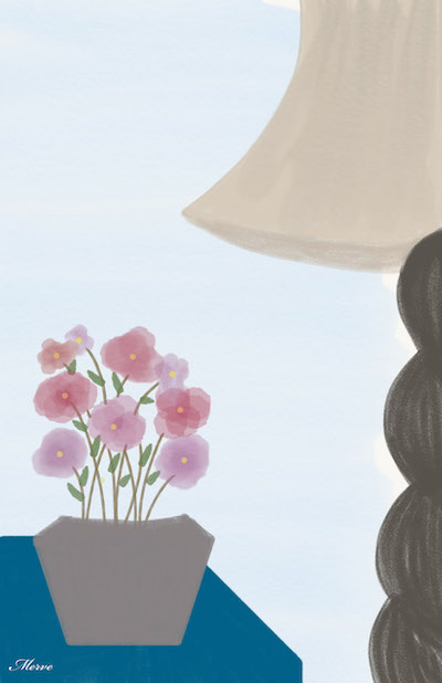 digital art flowers and lamp