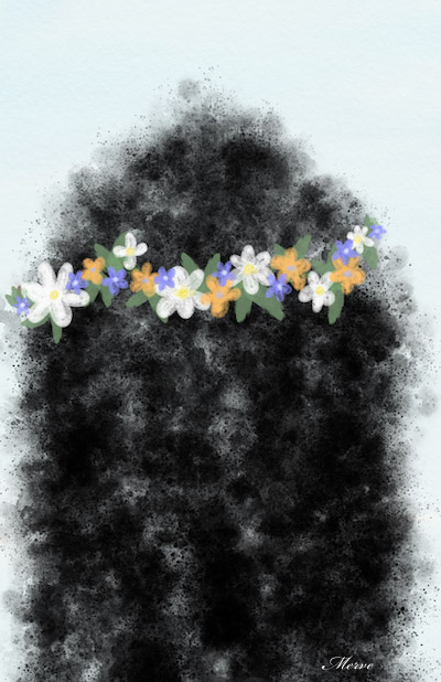 digital art curly-black-hair girl